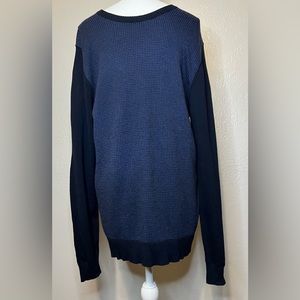 Soul Of London Men's XL Sweater Blue Check Colorblock Crew Neck Pullover